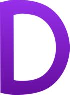 purple letter d on white background