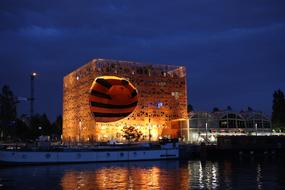 France Rhone river Bank at night