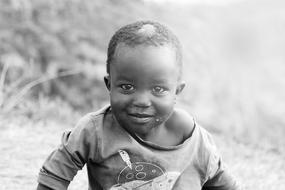 charming Children Of Uganda black and white