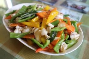 Freshly sliced vegetables in a bowl
