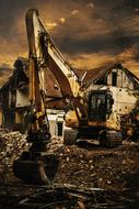Excavators Demolition Debris site
