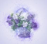 flowers lilac basket colors art