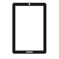 Black and white model of a tablet, at white background, clipart