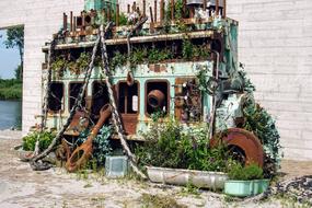 car with pots and flowers