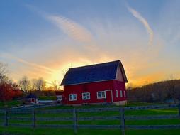 Farm Building Sunrise