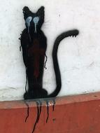 spray graffiti, black cat, krakow, street