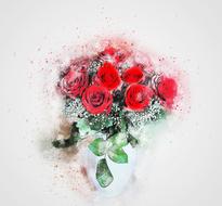 flowers roses vase bouquet art