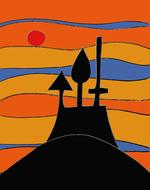 sunset church silhouette colors