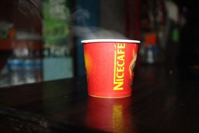 hot drink in a red cup