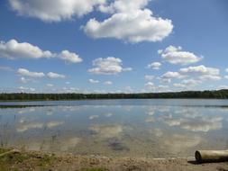 clouds in the sky with the lake