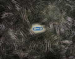 blue and metal paper clips Background