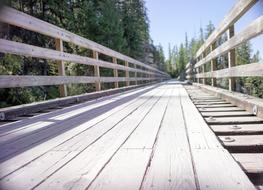 white wooden bridge over the river
