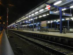Night Photograph of Platform Railway