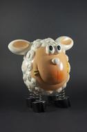 funny Sheep figurine, Moneybox close up