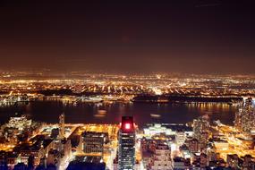 bird's eye view of New York at night