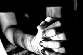 Hands Shadow Light black and white