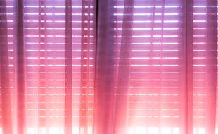 Window with Pink Curtain over shutter
