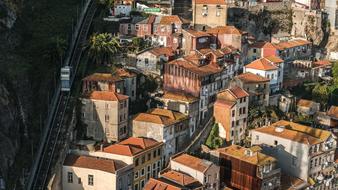 Beautiful cityscape of the village with old houses in sunlight