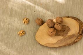 Walnuts on a wooden table