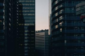 Urban City Buildings at sunset