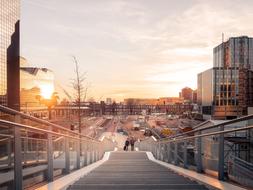 city stairs at dawn