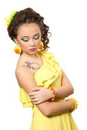 Girl Yellow Dress hairstyle