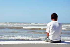 Back of Man on Sea