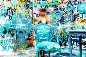 Chair Table wall graffiti