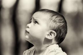 monochrome photo of Kid Baby Boy