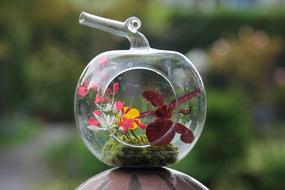 Floral in decorative glass pumpkin