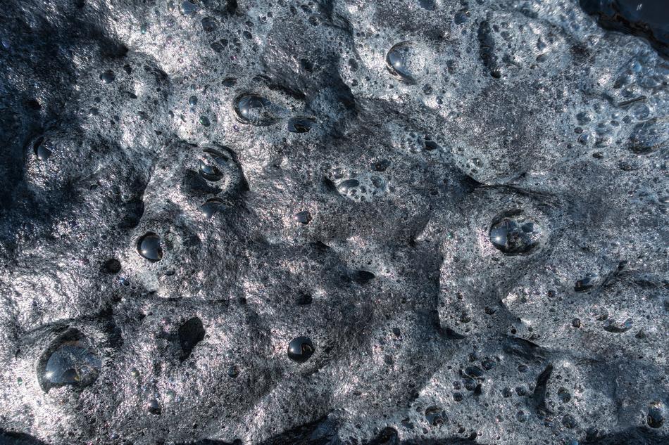 Close-up of the grey foam with shapes