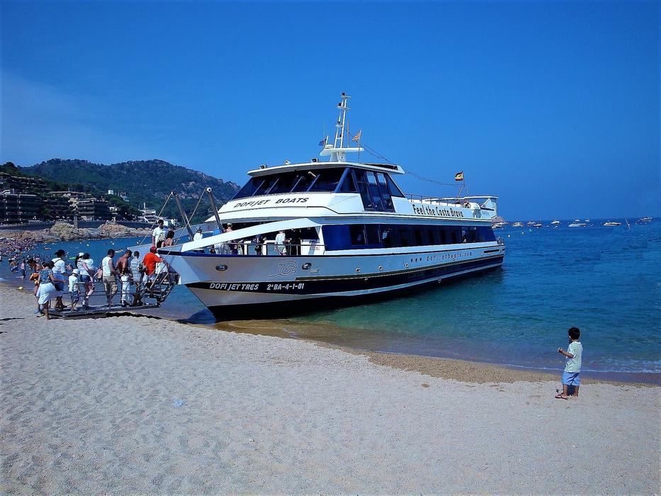 Tourists Mediterranean boat and people