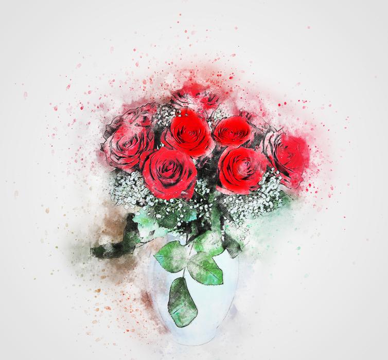 flowers roses vase bouquet art