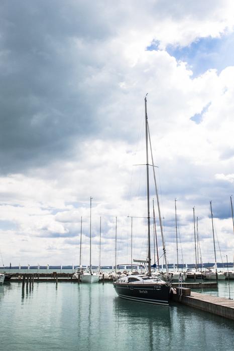 Sailboats in hungarian lake port