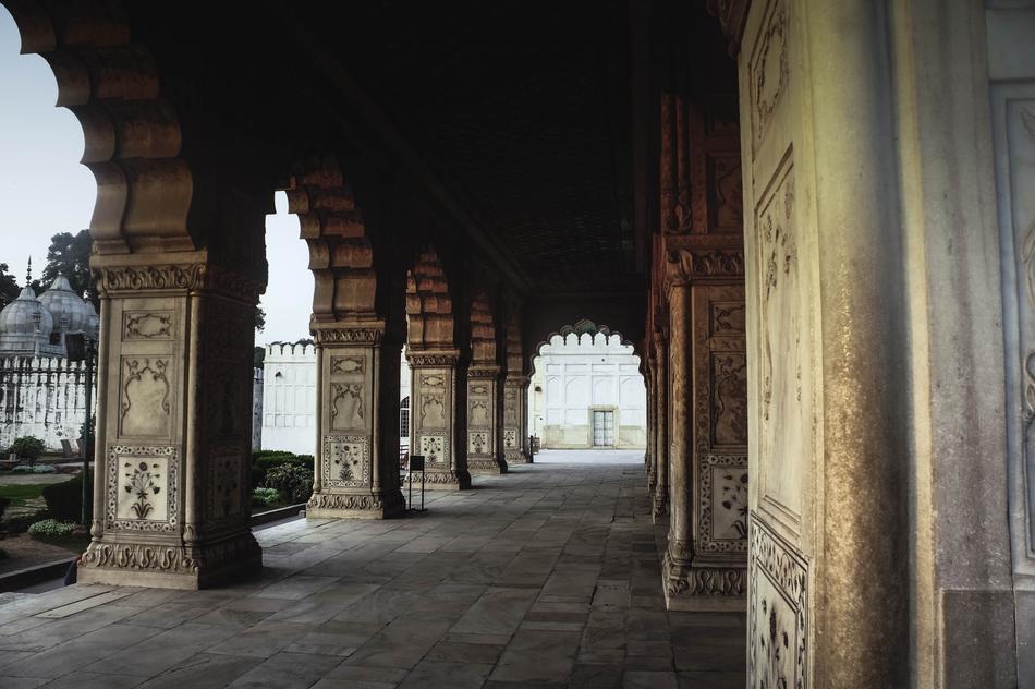 arcades of the ancient building of the mughal empire in india