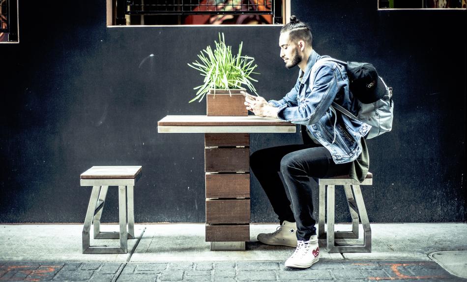 Man table street