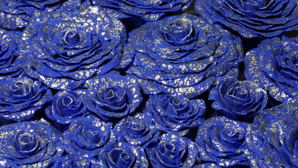 magical blue metal roses
