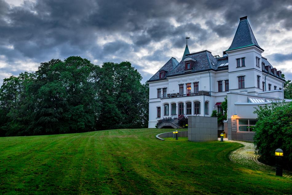 Stora Torp, picturesque castle at summer evening, sweden