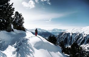 Guy snow mountains landscape