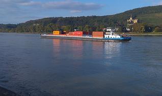 Ship on Rhine river