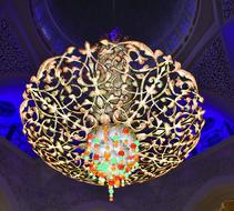 chandelier golden view blue