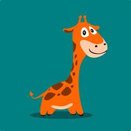 giraffe mascot icon cartoon flat