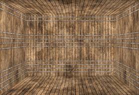 Interior of the room made of the brown wooden boards, clipart