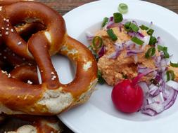 delicious pretzel and salad