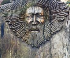 Wood Carving Man Face
