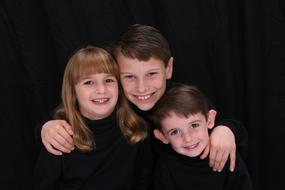 happy family on a black background