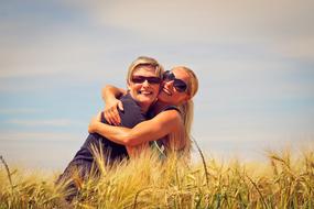 cute couple in the field