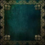 gold frame on dark green background