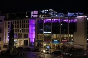 purple illuminated Shopping Centre