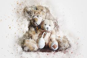 teddy bear sitting art abstract